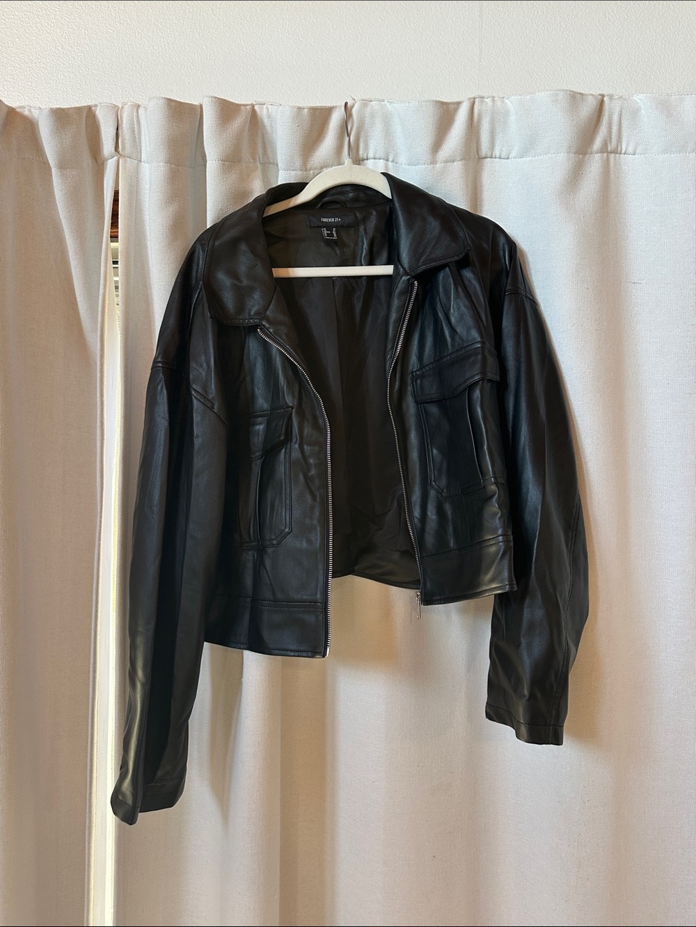 Forever 21 Faux Leather Motto Jacket 3X